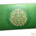 Exclusive Sized Golden Crown Flower Money Gift Envelope in Emerald Green