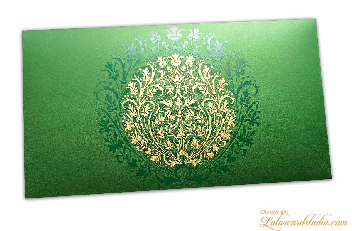 Exclusive Sized Golden Crown Flower Money Gift Envelope in Emerald Green