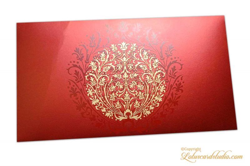 Exclusive Sized Golden Crown Flower Money Gift Envelope in Royal Red