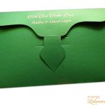 Back view of personalised emerald green big sized money envelope