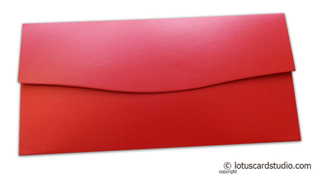 Gift Money Envelope in Classic Red with Golden Paisley Design