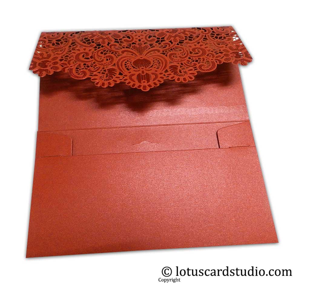 TriFold Laser Cut Gift Envelope in Red