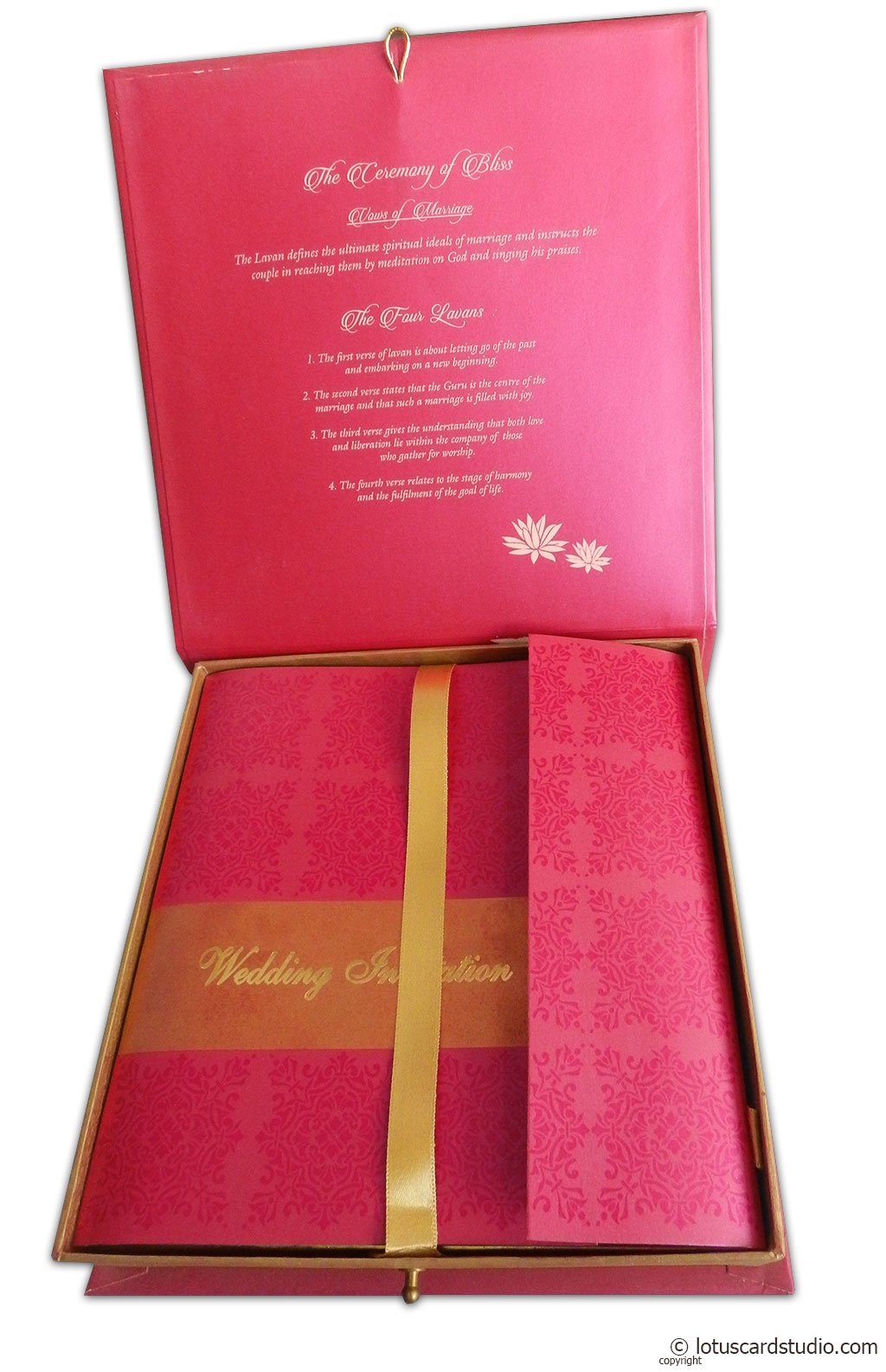 Wedding card with Box Pink Golden Theme
