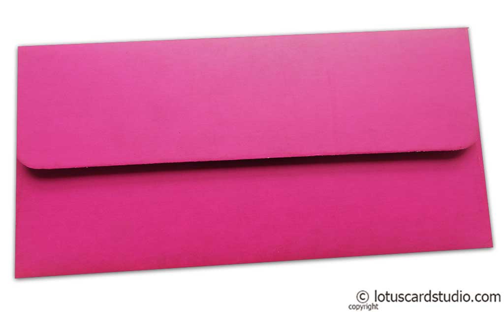 Wedding Money Envelope in Mexican Pink with Classy Golden Flower