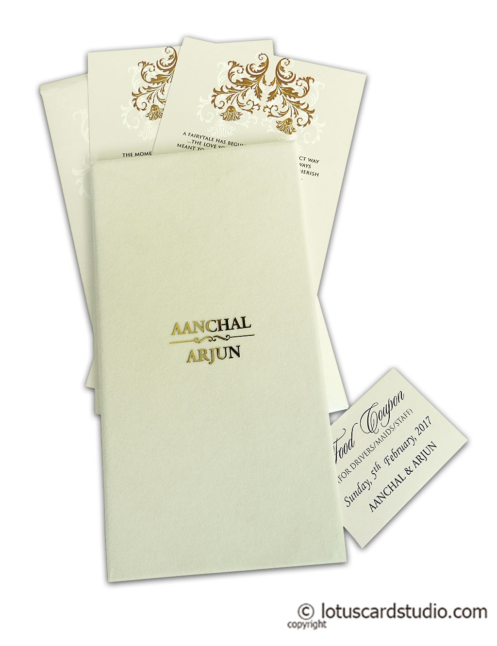 Ravishing Wedding Invitation In American Folk With Golden Metallic