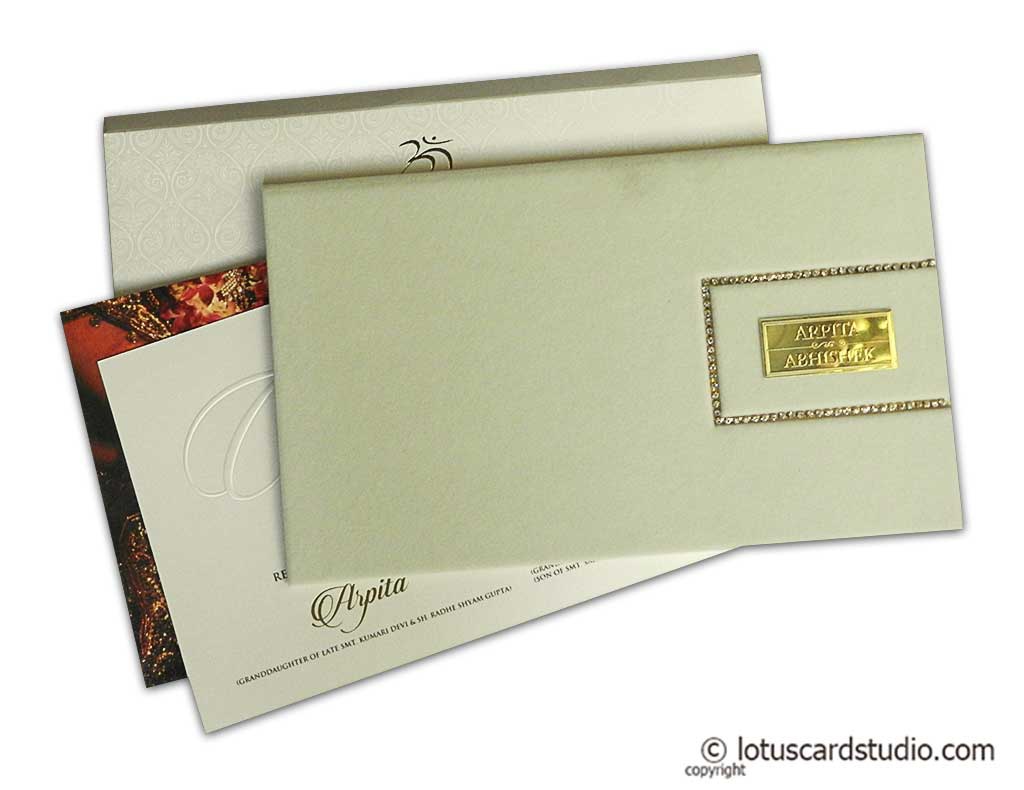 Wedding Card In Royal Red With Golden Floral Design