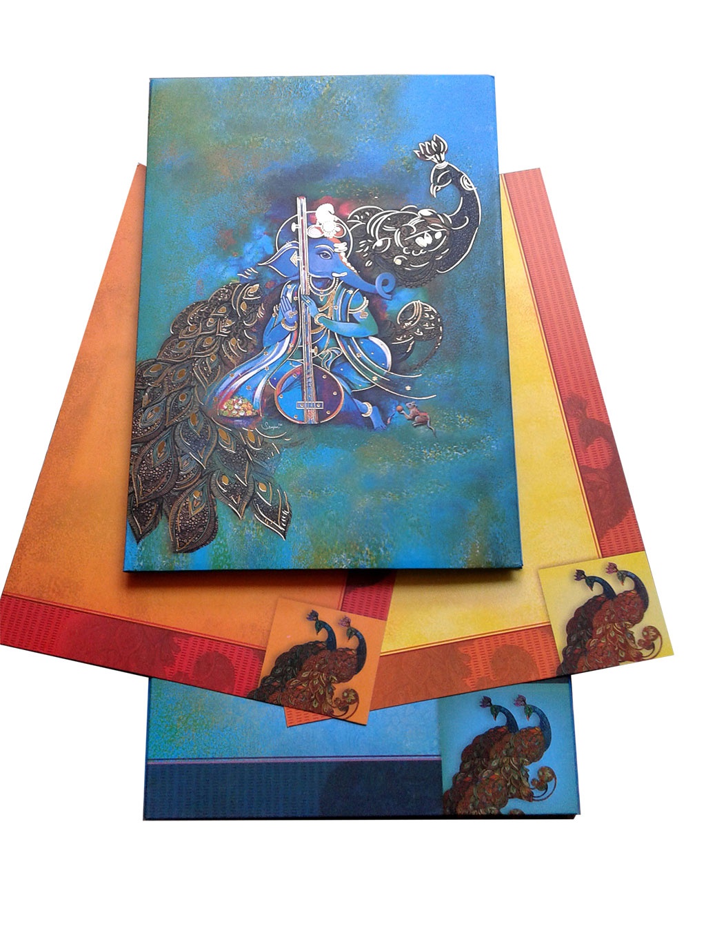 Sacred Indian Wedding Invitation Card In Greenish Blue Wc 52