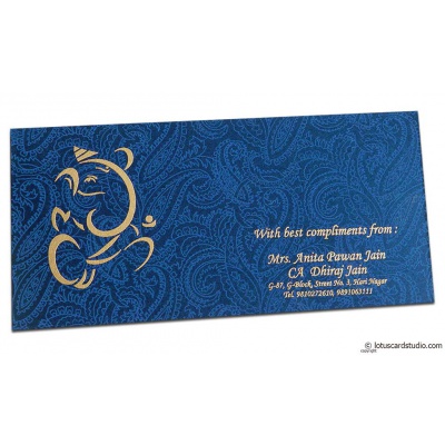 Shagun Envelope In Sapphire Blue Satin Fabric
