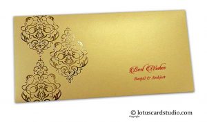 Personalised Hot Foil Stamped Personalised Money Envelope in Golden