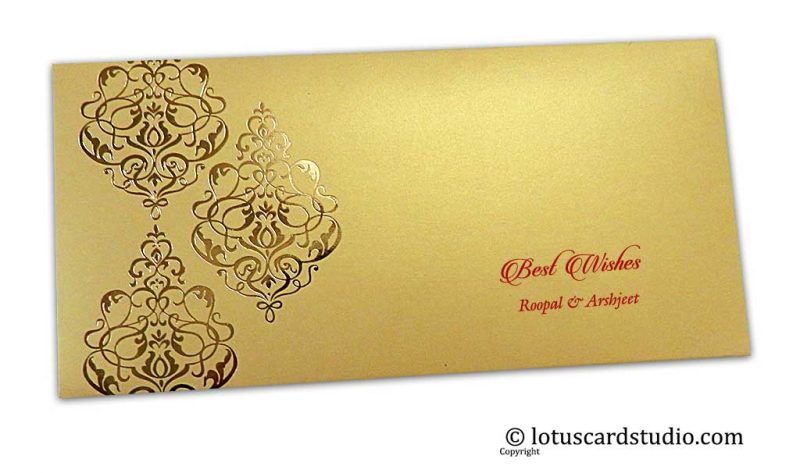 Personalised Hot Foil Stamped Personalised Money Envelope in Golden